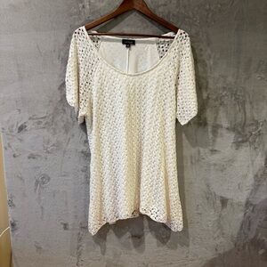 White Open Knit Lined Dress Sz 2XL Summer Beach Graduation Boho